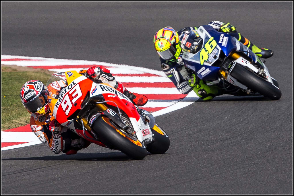 Marc Marquez #93 leading Valentino Rossi #46 MotoGP